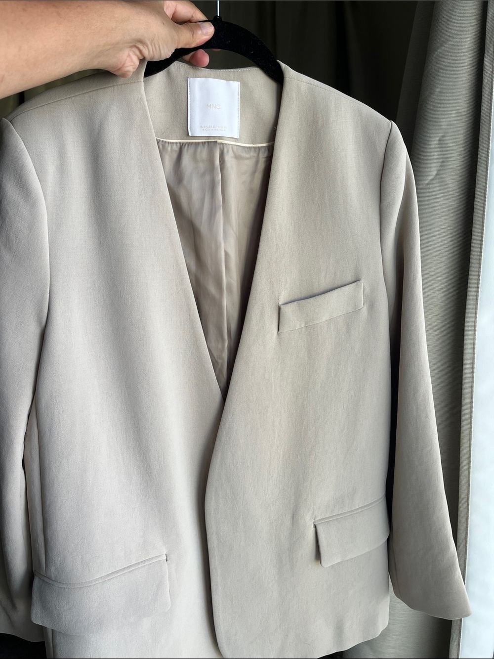 Mango Taupe Open-Front Blazer